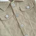thumbnail image 4 of Okbabeha Toddler Corduroy Jacket Casual Long Sleeve Button Down Lapel Coat Hoodie Baby Outwear, 4 of 7