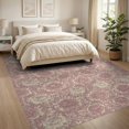thumbnail image 3 of ODIKA Pink Vintage Damask Distressed Scrolling Peony Scroll Border Non-Slip Flatwoven for Living Room, Under Sectional, Family, 3 of 7