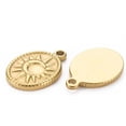 thumbnail image 2 of 1Pcs Oval Pendant with Sun & Moon 304 Stainless Steel Pendants Real 14K Gold Plated for Women DIY Necklace Bracelet Earring Jewelry Craft Making 22x15x2.5mm Hole: 2mm, 2 of 2