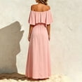 thumbnail image 3 of Stamzod Long Dresses for Wedding Guest Summer Off The Shoulder Boho Beach Dress Flowy Side Split Party Maxi Dresses Pink-1 L, 3 of 9