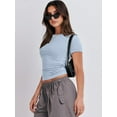 thumbnail image 4 of Womens Short Sleeve Slim Fit Crop Top Going Out Tight-Shirts Summer Basic Tees, 4 of 4