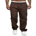 thumbnail image 1 of Men‘s Drawstring Sweatpants Baggy Joggers Straight Leg Running Athletic Cargo Pants with Pockets Black 2XL, 1 of 8