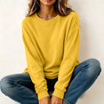 thumbnail image 5 of Women's Casual Long Sleeve Pullover Sweatshirt Solid Color Crew Neck Loose Fit Basic Oversized Hoodie Fall Winter Clothes Fleece Lined Cozy Comfortable Top, 5 of 7