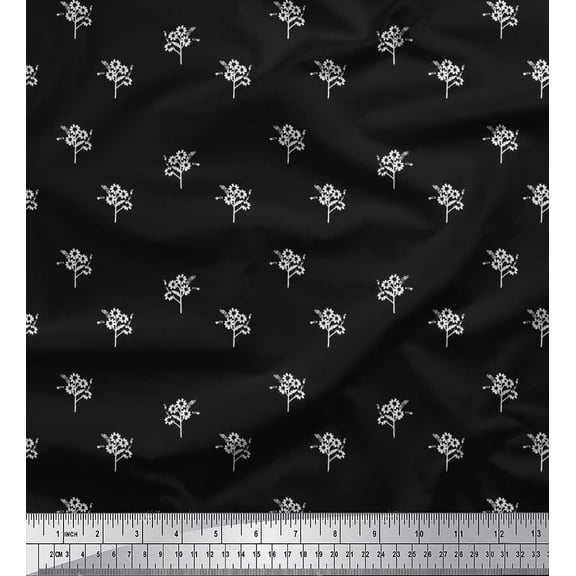 Soimoi Cotton Duck Fabric Artistic Floral Print Fabric by Yard 42 Inch Wide