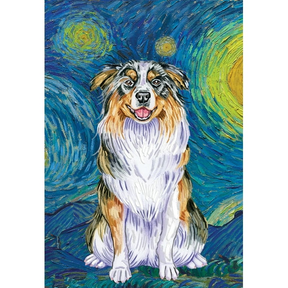 Australian Shepherd Blue Merle - Best of Breed Van Gogh House Flag