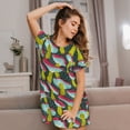 thumbnail image 3 of Easygdp Green Mushroom Camisón de manga corta para mujer, informal, estampado, 3 of 6