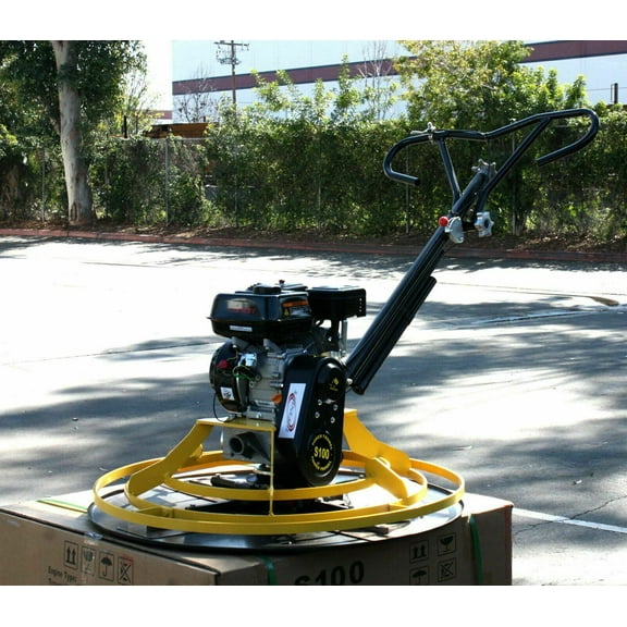 37" Walk-Behind Cement Power Trowel Concrete Finisher 6.5HP 196CC Engine W/Metal Pan