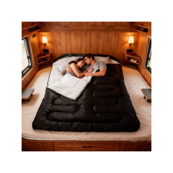 2 Person Double Sleeping Bag with Matching Pillow for Adults, All Season Cold & Warm Weather Backpacking Camping Hiking Sleeping Bag, Portable Outdoor Couple Sleep Gear