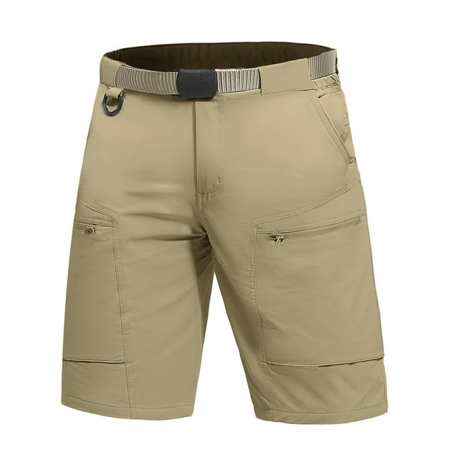 Pantalones cortos de senderismo tipo cargo FREE SOLDIER para hombre, con cinturón, impermeables