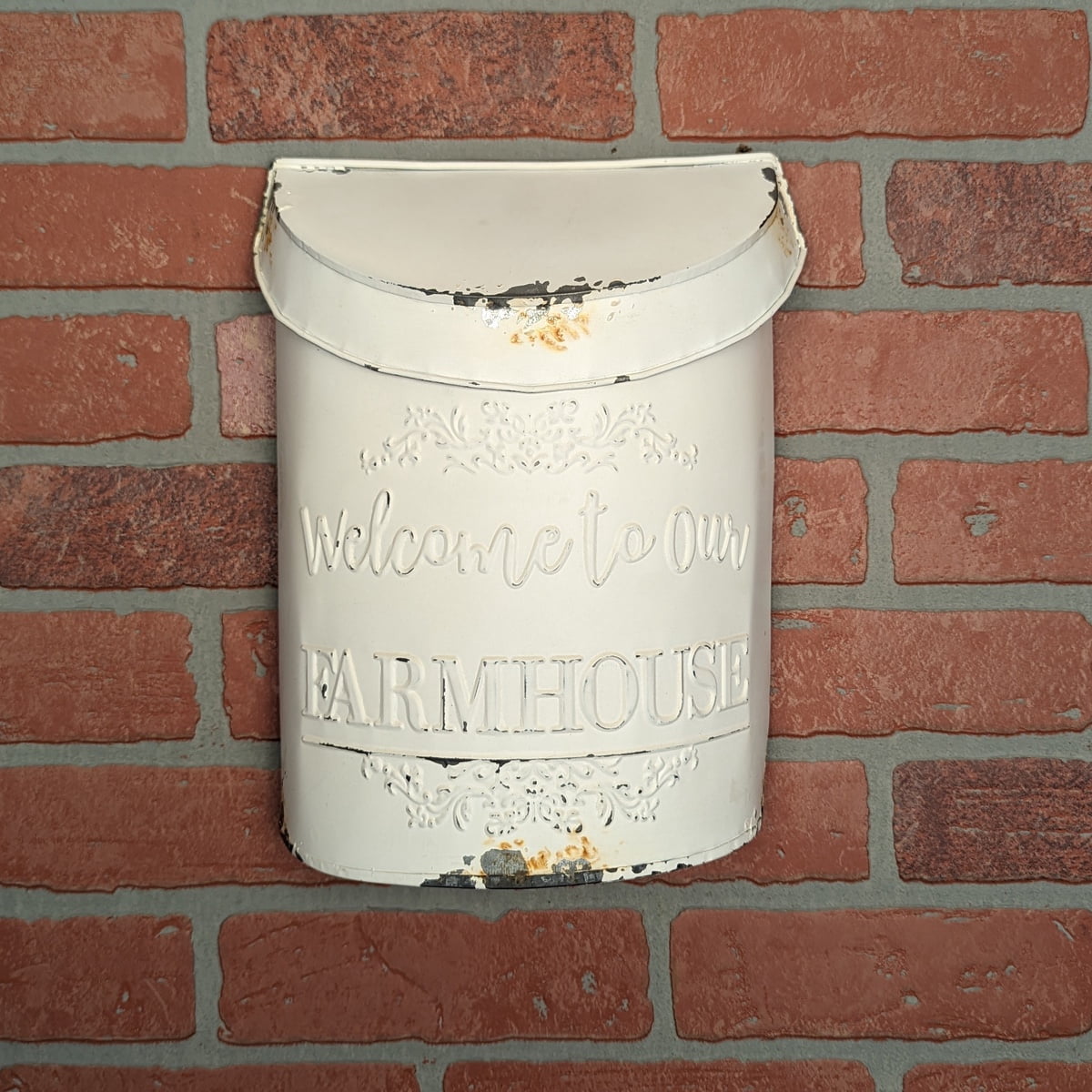 Rustic White Metal Wall Mount Farmhouse Mailbox Outside House Mail Box Front Porch Home Decor