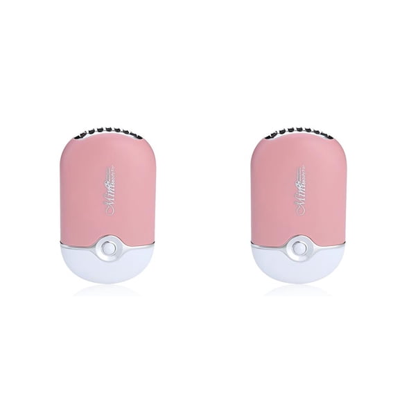 Vogacara Mini ventilador para injerto de pestañas, funcionamiento portátil con botón de mano, enfriador de 5V con cuerda colgante, secador de Rosado 2piezas