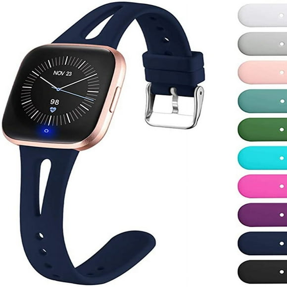 Waterproof watch band smart watch wristband silicone replacement for Fitbit Versa2/versa Lite/versa dark blue Large,Dark Blue