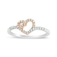 thumbnail image 2 of Haus of Brilliance 14K Rose Gold Plated and White .925 Sterling Silver 1/5 Cttw Womens Prongs Round-Cut Diamond Open Heart Promise Ring (I-J Color, I2-I3 Clarity) - Ring Size 7, 2 of 7