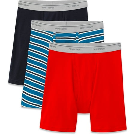 Fruit of the Loom Big Men's Stripes and Solids Boxer Briefs, 3-Pack