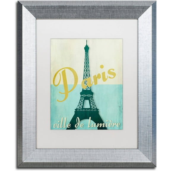 Trademark Fine Art "Paris City of Light" Canvas Art by Color Bakery White Matte, Silver Frame
