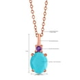 thumbnail image 3 of Gem Stone King 18K Rose Gold Plated Silver Green Turquoise and Purple Amethyst Pendant Necklace for Women (1.56 Cttw, Gemstone Birthstone, Oval 9X7MM, with 18 inch Silver Chain), 3 of 3
