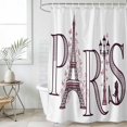thumbnail image 4 of PARIS Bathroom Shower Curtains with 12 Hooks Polyester Waterproof Shower Curtain for Stalls and Bathtubs Pink Eiffel Tower Romantic Floral Leaves Couple Decorative Bathroom Curtain 72x84 Inches, 4 of 9