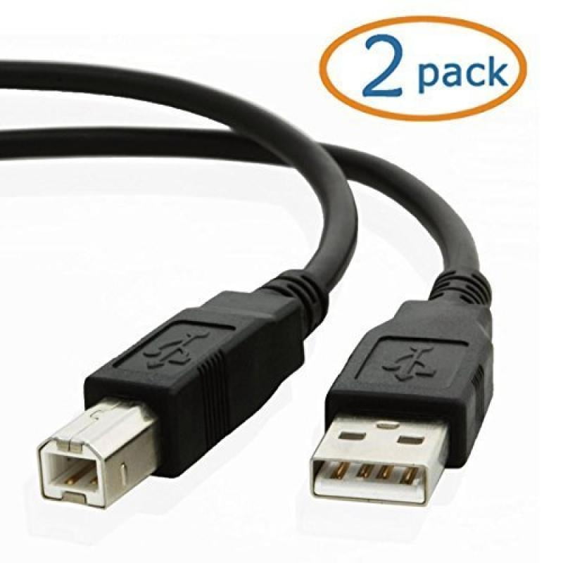 2 Pack Black 10 ft Hi Speed USB 2.0 Printer Scanner Cable Type A Male