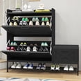 thumbnail image 6 of Dextrus Shoe Cabinet,with Shoe Bench,Farmhouse Shoe Storage Organizer with 2 Flip Drawers for 16 Pairs for Entryway, Foyer, Hallway, Black, 6 of 6
