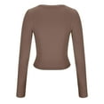 thumbnail image 5 of Timegard Going out Tops for Women Scoop Neck Long Sleeve Slim Tee Undershirts Casual Comfy Crop Tops, 5 of 7