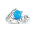 thumbnail image 1 of RYLOS Rings for Women Sterling Silver Greek Key Designer Ring 9X7MM Gemstone & Diamond Ring December Turquoise Jewelry Size 10, 1 of 7