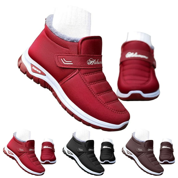 Dakaela Womens Winter Snow Boots Waterproof Insulated Warm Ankle Booties Orthopedic Arch Support Slip on Walking Sneakers Shoes Black 6