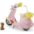 thumbnail image 3 of Patinete de juguete Barbie con accesorio para cachorro y casco, rosa y amarillo, 3 of 6