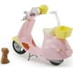 thumbnail image 3 of Patinete de juguete Barbie con accesorio para cachorro y casco, rosa y amarillo, 3 of 6