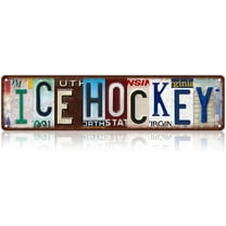Vintage Sport Metal Tin Signs Ice Hockey Street Signs Man cave Home Room Bar Wall Decor 16 x 4 Inches