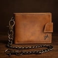 thumbnail image 6 of RFID safe Leather Bi-fold Chain Wallet for Men 18' Inch Stainless Biker Chain Rustic Brown Flip up Thumb ID Loop Closer, 6 of 7