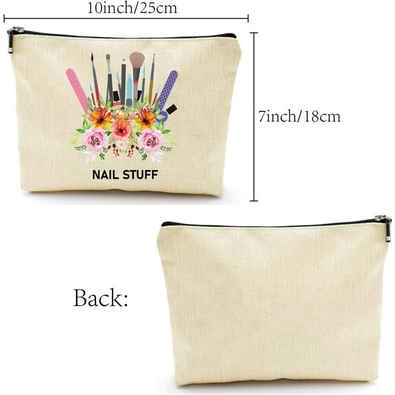 Canvas Makeup Bag Small Cosmetic Bag Toiletry Purse Pouch Travel Portable Organizer Make Up Accessory washable Small Things Storage Printed with Zipper Gift for Women Manicurist 7x10 Inch