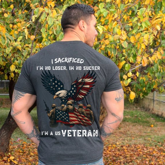 Trenditee US Veteran Eagle Flag T-Shirt, Patriotic Military Hero Apparel