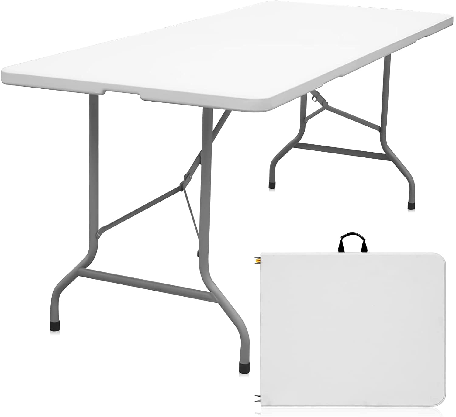 LATSKGN Folding Table 6ft Portable Heavy Duty Plastic FoldinHalf
