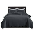 thumbnail image 3 of Imperial Rooms Quilt Set Chevron Pattern Soft Microfiber Reversible Lightweight Bedspread 2 Shams Charcoal King, 3 of 10