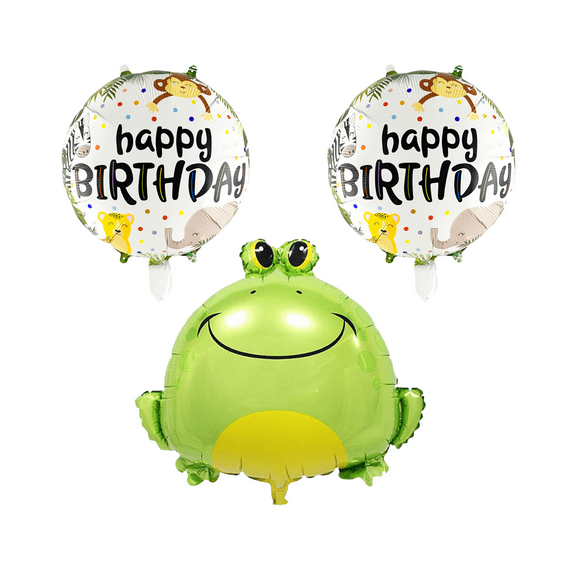 Safari Animal Frog Birthday Party Decoration Foil Balloon Set Kids Green