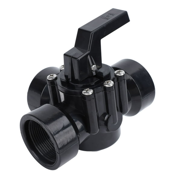 3 Port Diverter Valve, G1-1/2in Swimming Pool Diverter Valve Black Wide Application for Pools 4517 Spas