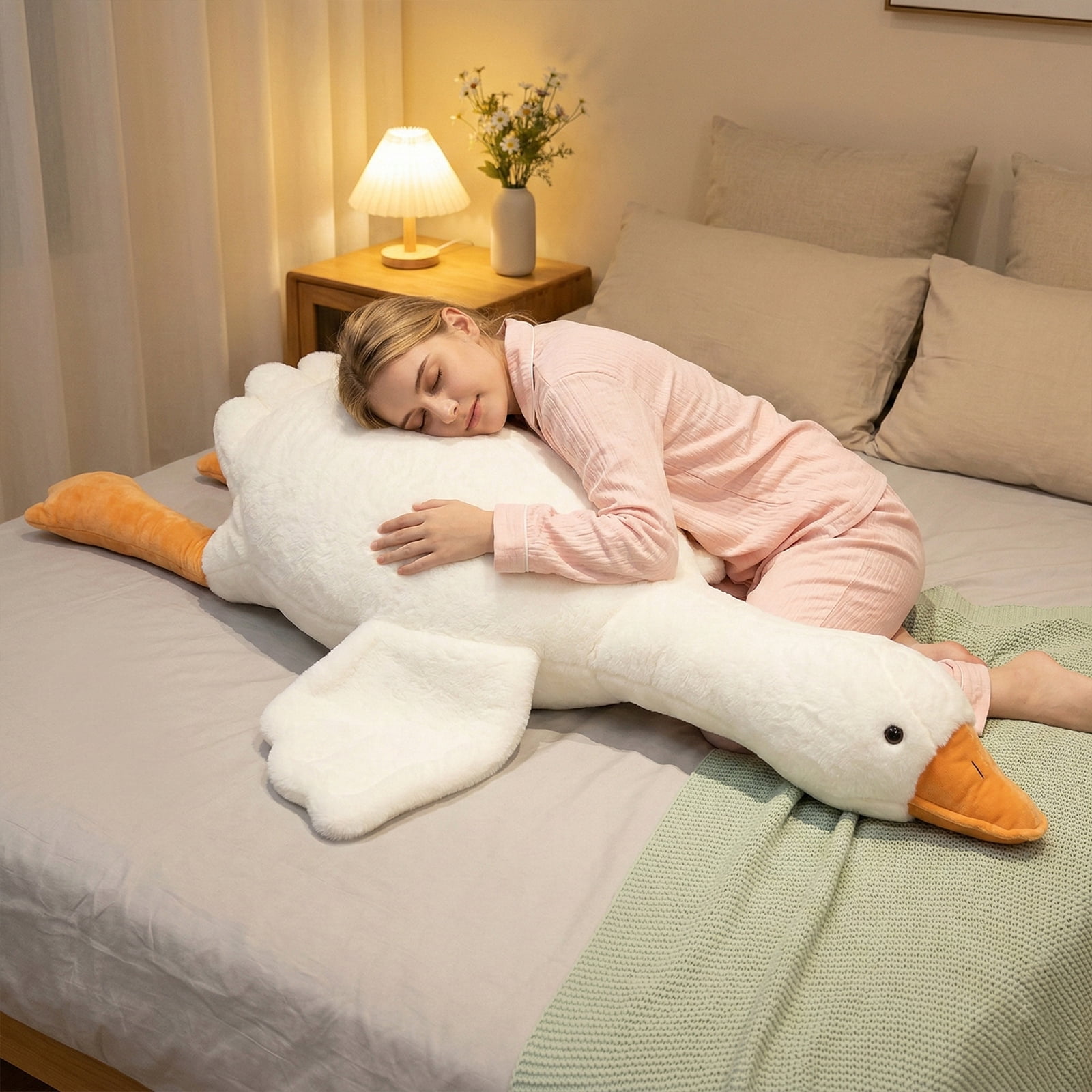 Yvagay Giant Stuffed Goose Plush Toy,Oversized Plush Goose Plush Toy, Cute Swan Stuffed Animal Gift for Kids and Friends, 62.99 inch
