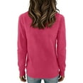thumbnail image 4 of Crew Neck Sweater for Women Long Sleeve Soft Oversized Knitted Pullover Casual Cozy Winter Tops Hot Pink XL, 4 of 5
