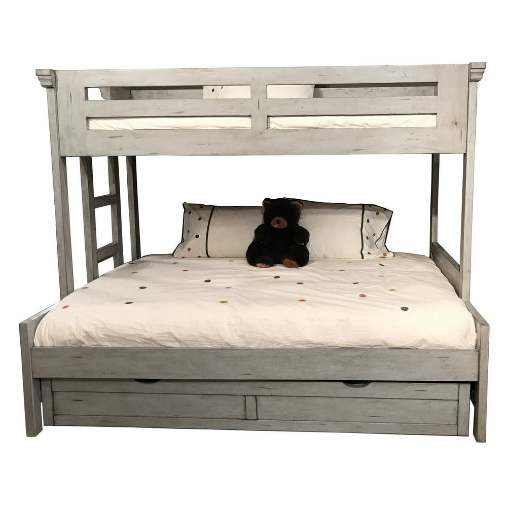 American Woodcrafters Stonebrook Twin Over Full Loft Bed with Optional Trundle Antique Gray