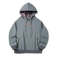 thumbnail image 2 of Mens Fleece Lined Hoodies & Sweatshirts with Zipper Pockets Pullover Hoodie Long Sleeve Casual Plaid Printed Thermal Warm Sweatshirt Tops, 2 of 3