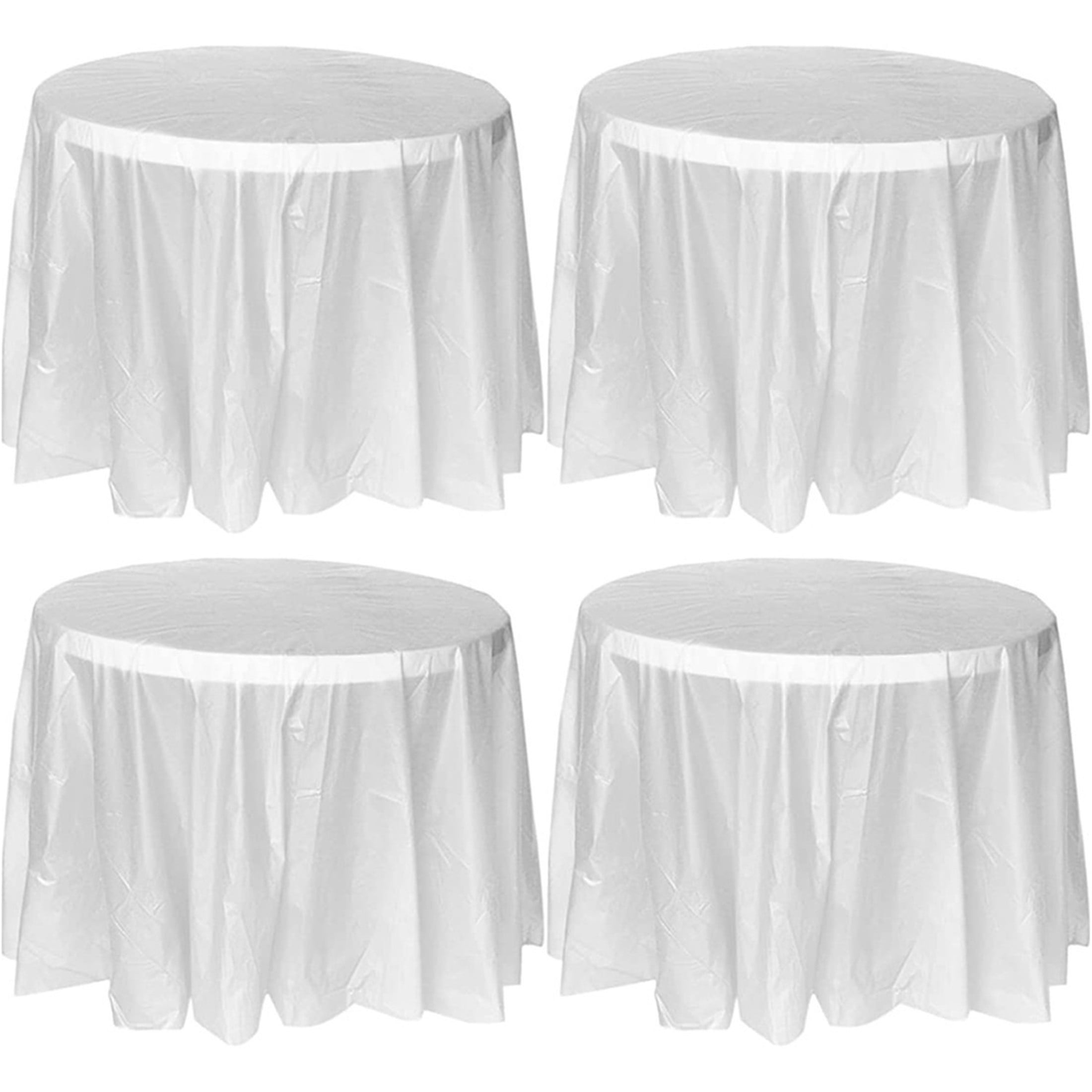 4 Pack of Round Disposable Plastic 84 Inch Tablecloths Party Wedding