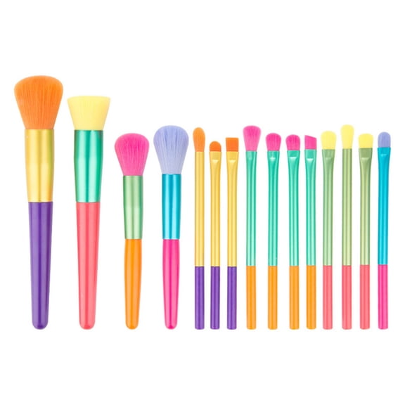 CNKOO 15Pcs Makeup Brushes - Colourful Makeup Brush Set Premium Gift Synthetic Face Powder Kabuki Foundation - Eye Shadow Blending Professional Make Up Brush Kit - Dream of Color
