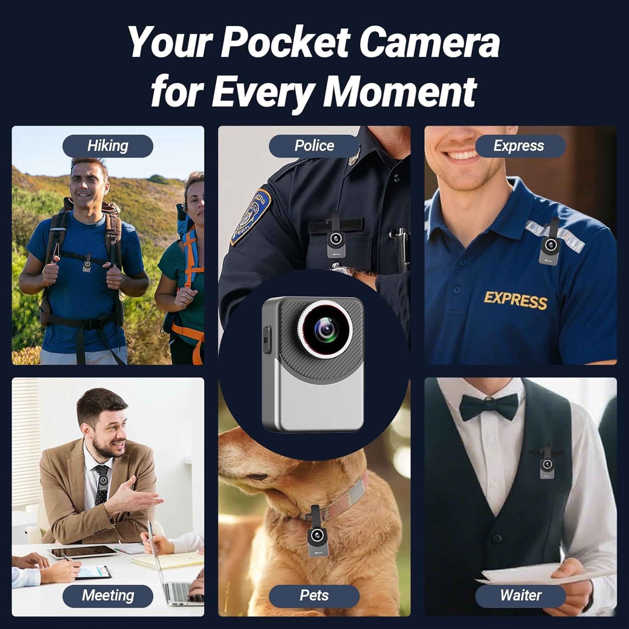 Action Camera, Pocket Camcorder, Video Recorder, 1296P Mini Body Camera, Waterproof, Stabilization, Wide FOV Wearable Portable Vlogging Camera for Vlogging,Travel,Sport,Helmet Mount