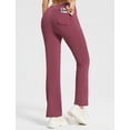 thumbnail image 2 of BALEAF Women's Fleece Lined Pants Yoga Pants Warm Thermal Winter High Waisted Straight Leg Leggings with 6 Pockets Wine Red XL, 2 of 7