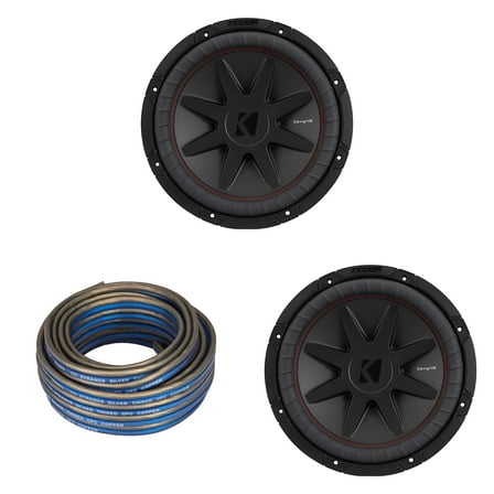 Kicker (2) 52CompVR Kicker 52CVR12 CompVR 12-Inch (300mm) Subwoofer, 4-Ohm DVC w/ Speaker Wire Bundle