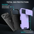 thumbnail image 6 of Allytechgroup Rugged Phone Case for Apple iPhone 17 Pro Max with 2 Pcs Screen Protector, Sliding Camera Lens Cover Military Grade Shockproof Anti-Scratch Bumper Cover for Women Men, Purple, 6 of 9