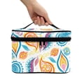 thumbnail image 2 of HELLHERO Leaf Pattern Design Travel Makeup Bags Double Zipper Lightweitht Portable Cosmetic Bag Desktop, 2 of 5