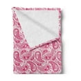 thumbnail image 2 of Hippie Soft Flannel Fleece Throw Blanket, Abstract and Vintage Leaves Bohemian Oriental Motif in Pink Shades, Cozy Plush for Indoor and Outdoor Use, 50" x 60", Magenta and White, by Ambesonne, 2 of 5
