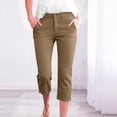 thumbnail image 2 of BUIGTTKLOP Capri Pants for Women High Waisted Dress Capris Side Split Straight Leg Stretchy Cropped Work Pants with Pockets, 2 of 6