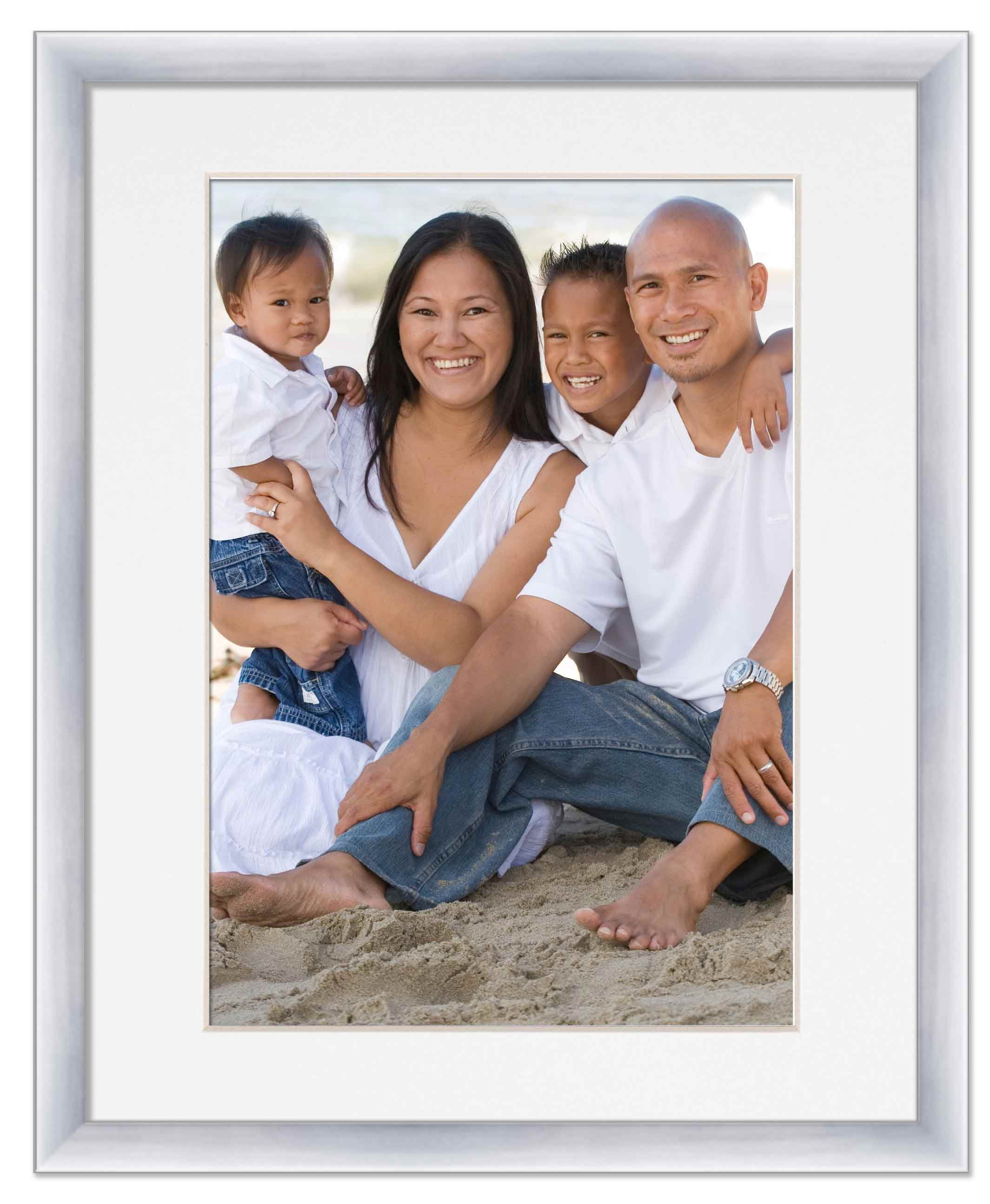 18x24 Frame Silver With White Picture Mat For 18x24 Photo - Silver 22x28 Frame To Display Print or